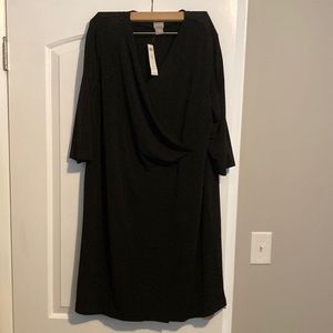 NEW Women’s Chico’s So Slimming Wrap Dress Solid Black Size 4 20 22